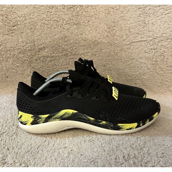 Crocs LiteRide 360 Marbled Pacer Sneakers Black Yellow Water Resistant Men’s 11 - Picture 1 of 9